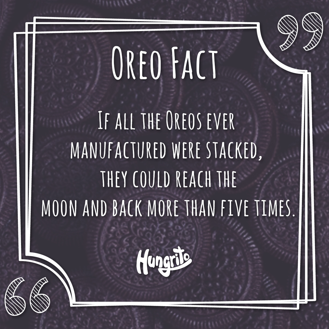 If all oreos ever manufactured were stacked, they could reach the moon and back more than five times. Oreo Fact